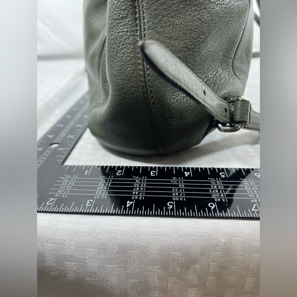 4019: Coach Olive Green Pebbled Leather Drawstring Backpack main image 9